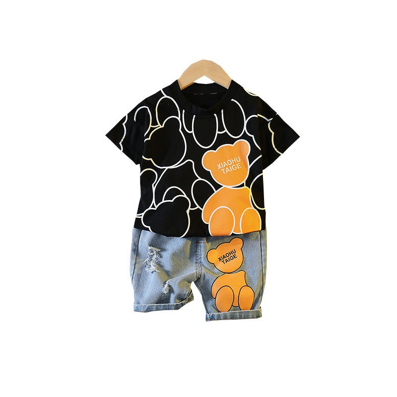 Wholesale Baby Cotton Round Neck T-shirt and Shorts Set